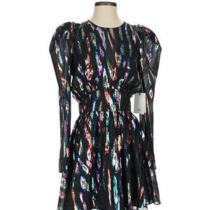 LINI Black and Multicolor Long Sleeve Dress